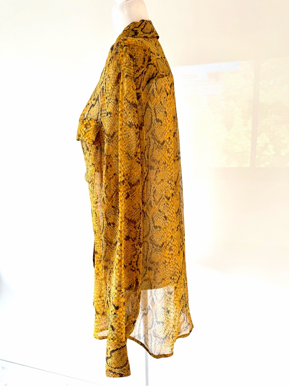 Equipment Golden Yellow Snake Print Silk Blouse with Pockets - Picture 5 of 10